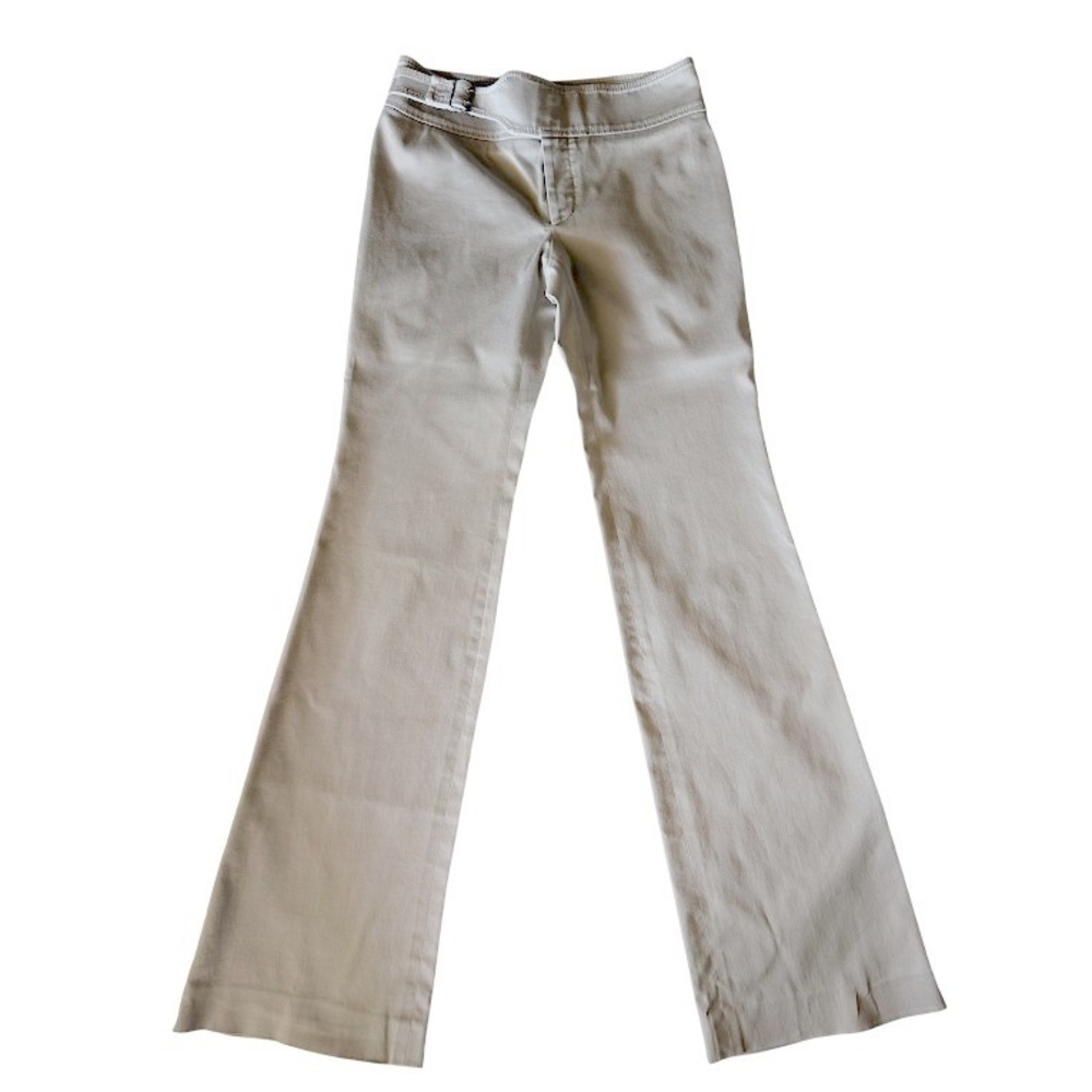 Gucci Tan Khaki Flared Buckle Waist Trousers Made in Italy Size 38